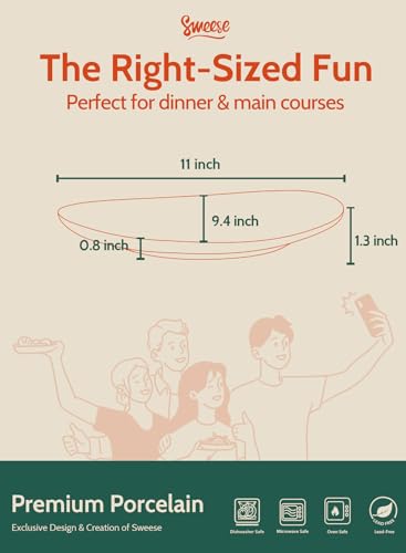 Sweese 11 Inch White Dinner Plate Set of 6