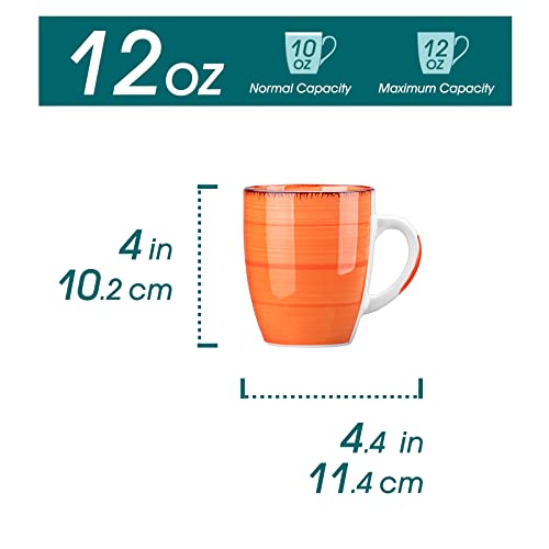 Vancasso Bonita 12 Oz Ceramic Coffee Mugs Set of 6Warm Color for Cappuccino, Latte, Tea, Cocoa