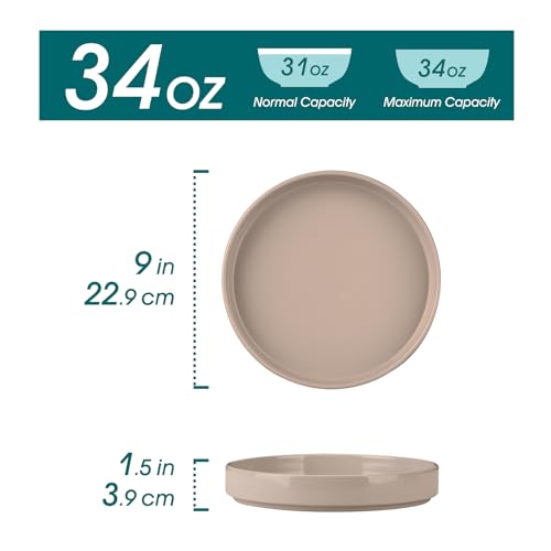 Ceramic Salad Bowls Set of 4, Large 34 oz Wide Serving Bowls for Kitchen and Eating, Dishwasher & Microwave Safe: Vancasso