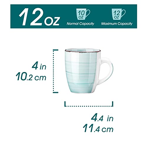 Vancasso Bonita 12 Oz Ceramic Coffee Mugs Set of 6 for Cappuccino, Latte, Tea, Cocoa