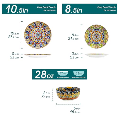 vancasso Bohemian Style Dinnerware Set for 4, 12 Pieces