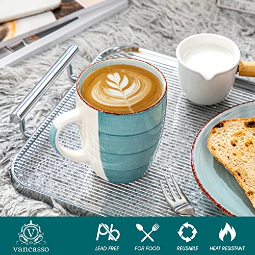 Vancasso Bonita 12 Oz Ceramic Coffee Mugs Set of 6 for Cappuccino, Latte, Tea, Cocoa