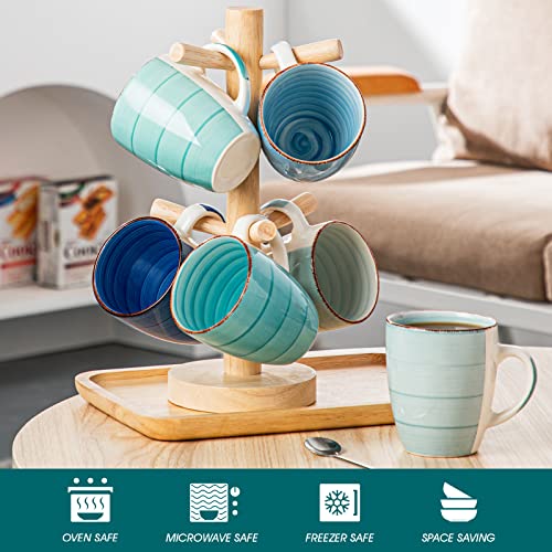 Vancasso Bonita 12 Oz Ceramic Coffee Mugs Set of 6 for Cappuccino, Latte, Tea, Cocoa