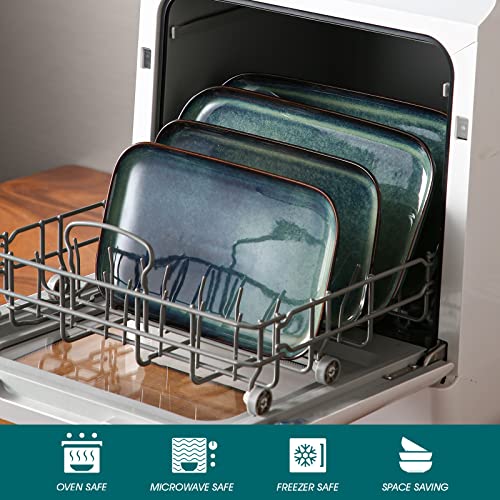 Vancasso Green Rectangular Serving Platters Set of 3 for Entertaining and Parties