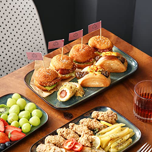 Vancasso Green Rectangular Serving Platters Set of 3 for Entertaining and Parties