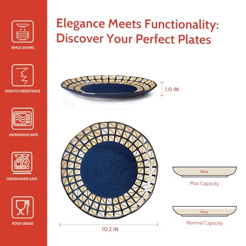 Sweese Geometric Blue & Gold Dinner Plates Set of 6