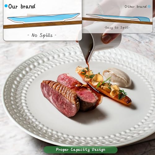 10.75 Inch Ceramic Embossed Dinner Plates Set of 4 Modern White Microwave Safe