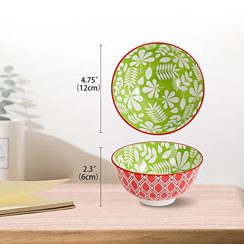 AHX Colorful Ceramic Dessert Bowls Set of 6 - 4.75" Microwave & Dishwasher Safe