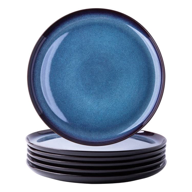 LERATIO Ceramic Dinner Plate Set, 10.5 Inch Reactive Glaze, Microwave & Dishwasher Safe-Blue