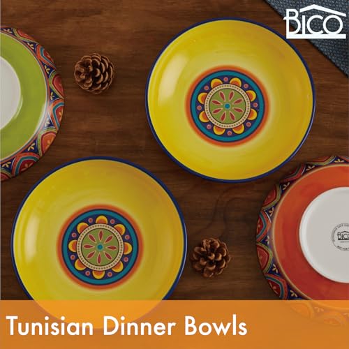 Tunisian Bico 35oz Salad Bowls Set of 4, Large Ceramic Serving