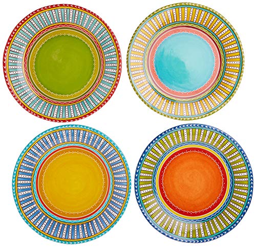 Valencia 11.25" Colorful Boho Ceramic Dinner Plates Set of 4